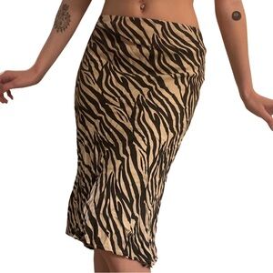 Cream and black Zebra midi skirt